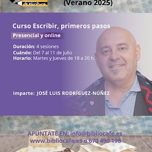 Imparte José Luis Rodríguez-Núñez.
Cuándo: Julio (días 8, 10, 15 y 17)
Horario: Martes y Jueves de 18 a 20. Presencial y/o por Zoom